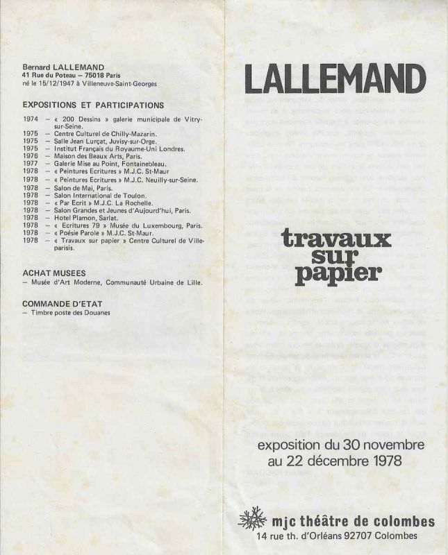 -Bernard+Lallemand+Travaux+sur+Papier+MJC+Théâtre+de+Colombes+França+Exposição+individual+e+Documentação+Postal+1978,+1a.jpg