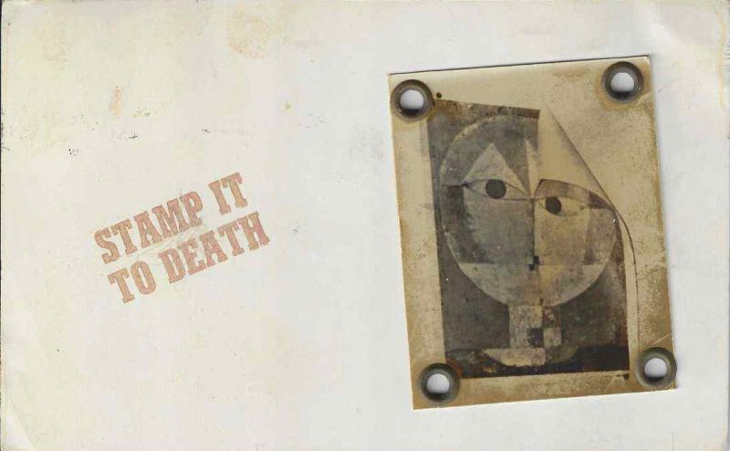 -Steve+Durland+Cartão+enviado+a+J.+medeiros+com+data+de+Novembro+de+1977,+Stamp+it+to+Death,+1a.jpg
