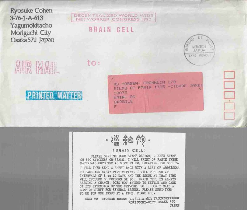 -Envelope+de+Ryosuke+Cohen+Osaka+Japão+Brain+Cell+,+DEcentralized+World+Wide+Networker+Congress+1992,+para+Franklin+Capistrane++e+lista+de+participantes+e+pedido+de+150+stickers+ou+Stamps+1b.jpg
